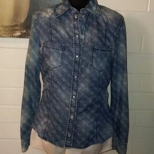 Guess women's Jean top with logo all over